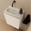 MONDIAZ TURE-DLUX Meuble toilette - 40cm - Talc - EDEN - vasque Opalo - position gauche - sans trou de robinet SW1104161