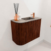 Mondiaz JOYA-DLUX Meuble de toilette 51,6cm - arrondi gauche couleur Ruby - Vasque FAYE position Droite 1 trou de robinet couleur Oza SW1425526