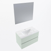 Mondiaz VICA ensemble de meuble de salle de bain - 80cm - meuble sous-vasque greey - 2 tiroirs - lavabo denia milieu - 1 trou de robinet - couleur Blanc Brillant - miroir LED - version XL 60cm haut SW1091979