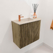 Mondiaz JOYA-DLUX Meuble de toilette 51,6cm - arrondi droit couleur Dusk - Lavabo FAYE position Gauche 1 trou de robinet couleur Frappe. SW1423090