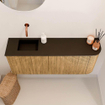 Mondiaz JOYA 101.6cm meuble de salle de bains - arrondi droite couleur Oak - Vasque FAYE position Gauche Sans trou de robinet couleur Urban SW1421214
