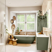 Mondiaz VICA Ensemble meuble de salle de bains - 170cm - army - 4 tiroirs - Lavabo MOON - à droite - 1 trou de robinet - couleur talc - Version XL 60cm de hauteur SW1189221