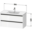 Duravit Ketho 2 meuble sous-lavabo avec 2 tiroirs 98.4x45.5x54.9cm avec poignées anthracite Linnen mat SW773070