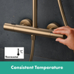 HansgrohePulsify Puro1jet showerpipe ecosmart 260 thermostatisch 3jet handdouche en doucheslang 160cm brushed bronze SW1151842