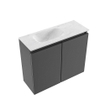MONDIAZ TURE-DLUX meuble de toilettes 60cm Dark Grey. EDEN lavabo Opalo position gauche. Avec 1 trou de robinet. SW1104290