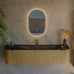Mondiaz KURVE Ensemble de meuble salle de bain - 170x46x40cm - 1 tiroir - 2 portes - lavabo en solid surface - milieu - 1 trou de robinet - Dusk SW1414823