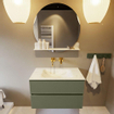 Mondiaz VICA-DLUX ensemble de meuble de salle de bain - 80cm - meuble sous-vasque armée - 2 tiroirs - lavabo encastré nuage milieu - sans trous de robinet - miroir modèle spot - version XL 60cm haut - opalo SW1098925