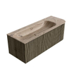 MONDIAZ KURVE-DLUX meuble de salle de bains 125cm arrondi droit couleur Shadow avec 1 tiroir et 1 porte. Lavabo BIG MEDIUM gauche 1 trou de robinet Arena. SW1431437