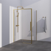 BRAUER Season cabine de douche - 120x100x200cm - porte coulissante - verre clair - réversible - revêtement de verre - Or SW1448663