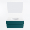 Mondiaz VICA ensemble de meuble de salle de bain - 100cm - meuble sous-vasque smag - 2 tiroirs - lavabo denia milieu - 1 trou de robinet - couleur Blanc Brillant - miroir LED - version XL 60cm haut SW1091997