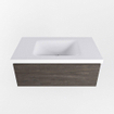 Mondiaz BUKLA Ensemble de meuble - 80x45x34cm - 0 trous de robinet - lavabo centré - solid surface - Talc - sans poignée - 1 tiroir - Mélamine - Marron foncé SW704854