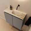 MONDIAZ TURE-DLUX Meuble toilette - 60cm - Smoke - EDEN - vasque Frappe - position droite - sans trou de robinet SW1103034
