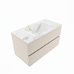 MONDIAZ VICA-DLUX Ensemble meuble de salle de bains - 90cm - sous-élément Linen - 2 tiroirs - lavabo encastré Cloud au milieu - 1 trou de robinet - version haute 60cm - Frappe SW1088958