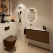 MONDIAZ TURE-DLUX Meuble toilette - 100cm - Rust - EDEN - vasque Ostra - position gauche - sans trou de robinet SW1105070