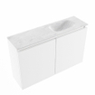 MONDIAZ TURE-DLUX Meuble de toilettes 80 cm Talc. Lavabo EDEN Opalo position droite. Avec 1 trou de robinet. SW1104145