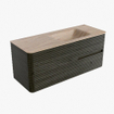 Mondiaz CIRO-DLUX Meuble de salle de bains - 120x45x50cm - Vasque solid surface Saba - 1 lavabo à droite - sans trous de robinetterie - 2 tiroirs - Shadow SW1532696