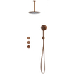 Fortifura Nebbio Ensemble de douche pluie - robinet encastré - élément encastré - coude de raccordement mural - flexible de douche en métal - douchette ronde - bras de plafond 20cm - douche de tête 30cm - cuivre brossé PVD SW1447164