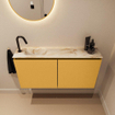 MONDIAZ TURE-DLUX meuble de toilettes 100cm Ocher. EDEN lavabo Frappe position gauche. Avec 1 trou de robinet. SW1102871