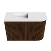 Mondiaz JOYA 61.6cm toiletmeubel - ronding rechts kleur Walnut - Wastafel FAYE positie Links 1 kraangat kleur Talc. SW1421273