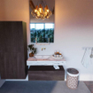 Mondiaz ALAN-DLUX 100cm meuble de salle de bain sous-vasque Marron Foncé 1 tiroir. Lavabo suspendu CLOUD gauche sans trou de robinet, couleur Glace SW1174847
