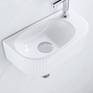 QeramiQ Blend Ensemble lave-mains - 40x21.5x12cm - droite - cannelé - demi-rond - 1 trou de robinet - céramique - robinet de lavabo chromé - bonde - siphon abaissé - blanc brillant SW1232875