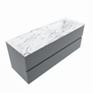 MONDIAZ VICA-DLUX Ensemble meuble de salle de bains - 130cm - meuble bas plata- 2 tiroirs - lavabo encastré cloud à droite - 1 trou de robinet - version haute 60cm - glace SW1088297