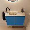 MONDIAZ TURE-DLUX Meuble toilette - 60cm - Jeans - EDEN - vasque Frappe - position gauche - 1 trou de robinet SW1102797