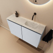 MONDIAZ TURE-DLUX Meuble WC 80 cm Clay. EDEN lavabo Opalo position droite. Sans trou de robinet. SW1105191