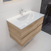 Mondiaz VICAB meuble de salle de bain - 80cm - meuble sous-vasque chêne blanchi - 2 tiroirs - lavabo denia milieu - 1 trou de robinet XL version 60cm haut SW1089947