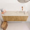Mondiaz JOYA-DLUX 101.6cm toiletmeubel - ronding links kleur Oak - Wastafel FAYE positie Rechts Zonder kraangat kleur Frappe. SW1421957