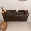 Mondiaz JOYA-DLUX 91.6cm toiletmeubel - ronding links kleur Walnut - Wastafel FAYE positie Rechts 1 kraangat kleur Lava. SW1422471