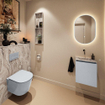 MONDIAZ TURE-DLUX Meuble toilette - 40cm - Clay - EDEN - vasque Glace - position centrale - sans trou de robinet SW1103258