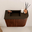Mondiaz JOYA 51.6cm toiletmeubel - ronding rechts kleur Ruby - Wastafel FAYE positie Links 1 kraangat kleur Urban. SW1421860
