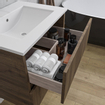 Adema Chaci Ensemble de meuble - 60x46x57cm - 1 vasque en céramique blanche - sans trou de robinet - 2 tiroirs - armoire de toilette - Noyer SW856541