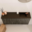 Mondiaz JOYA 90cm toiletmeubel - kleur Shadow - Wastafel FAYE positie Rechts 1 kraangat kleur Urban. SW1421541