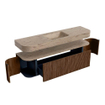 MONDIAZ THOR-DLUX 170cm meuble de salle de bains arrondi gauche + droite couleur Walnut avec 1 tiroir et 2 portes. Vasque suspendue CLOUD Milieu 1 trou de robinet couleur Arena. SW1465810