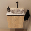 MONDIAZ TURE-DLUX Meuble toilette - 40cm - Washed Oak - EDEN - vasque Glace - position droite - sans trou de robinet SW1103570