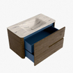 Mondiaz CIRO-DLUX Meuble de salle de bains - 90x45x50cm - lavabo solid surface Nata - 1 vasque au milieu - sans trous de robinetterie - 2 tiroirs - Dusk SW1533204