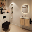 MONDIAZ TURE-DLUX Meuble toilette - 60cm - Washed Oak - EDEN - vasque Ostra - position droite - sans trou de robinet SW1105129