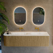 Mondiaz KURVE-DLUX Ensemble de meuble de salle de bains - 165x46x40cm - 2 tiroirs - 1 porte - lavabo solid surface - double / droite - sans trou de robinet - Dusk SW1415185