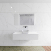 Mondiaz Lagom Meuble salle de bains 130x30.9x45cm Solid Surface Talc 1 tiroir avec lavabo BINX vasque à poser Centre sans trous de robinet SW409088
