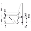 Duravit DuraStyle WC suspendu à fond profond avec fixation dissimulée 37x62cm avec WonderGliss blanc SW54197
