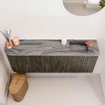Mondiaz JOYA-DLUX 111.6cm toiletmeubel - ronding links kleur Shadow - Wastafel FAYE positie Rechts 1 kraangat kleur Sombra. SW1425231