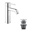 GROHE Essence New Wastafelkraan Opbouw - uitloop 11.6cm - S-size - waste push-open - chroom SW115547