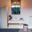 Mondiaz ALAN-DLUX Ensemble de meuble - 110cm - meuble Linen mat - 1 tiroir - Lavabo Cloud Ostra suspendu - vasque Centre - 1 trou de robinet SW807245