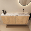 MONDIAZ TURE-DLUX Meuble WC 120 cm Washed Oak. Lavabo EDEN Glace position à droite. Sans trou de robinet. SW1103644