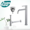 FugaFlow Eccelente Sobrado Slim Slim Kit mitigeur lavabo - robinet rehaussé - bonde nonobturable - siphon design - Chrome brillant SW1124371