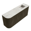 Mondiaz JOYA-DLUX 91.6cm meuble de salle de bains - arrondi gauche couleur Shadow - Vasque FAYE position Droite Sans trou de robinet couleur Ostra. SW1423028