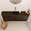 Mondiaz JOYA 113.2cm meuble de toilette - arrondis gauche et droite couleur Noyer - Vasque FAYE position Milieu Sans trou de robinet couleur Urban SW1421386
