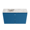 MONDIAZ TURE-DLUX Meuble toilette - 80cm - Jeans - EDEN - vasque Glace - position gauche - sans trou de robinet SW1103345